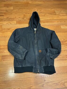 Carhartt Men's Hooded Jacket in Dark Blue-Black